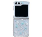 For Samsung Galaxy Z Flip5 Flip4 Flip3 Shockproof Flower Pattern Hard Folding Four Corner Anti Fall Protection Phone Case Cover