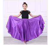 1pcs/lot children belly girl satin solid dancing 360 degree skirt