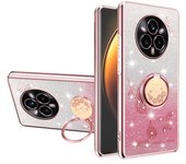 Adecuado para OPPO Realme 14 Pro 5G, mujeres con cáscara de teléfono móvil , carcasa de teléfono móvil antisísmica de flores brillantes chapadas de lujo con anillo