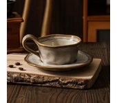 Juego de taza de café y platillo de cerámica con estampado de leopardo japonés retro ins té de la tarde creativo taza de café con leche creativa