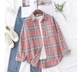 Casual Women's Plaid Shirt 2024 Spring Autumn New Ladies Loose Blouse and Tops Female Long Sleeve Shirts Fresh Checked Clothes