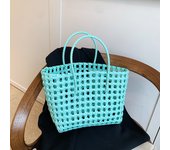 Bolso de playa para vacaciones en la playa, bolso tejido hueco, gran capacidad, canasta de verduras de hombro versátil