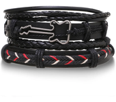 pulsera españa pulsera hombre Conjunto de pulseras de cuero trenzado para hombre, brazalete de cuerda con abalorios de madera, E