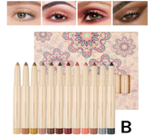 Eyeshadow Pencil Set 12 Colors Long Lasting Glitter Shimmer Eye Shadow Liner Pen Highlighter Silkworm Pencil Eyes Makeup Tools