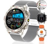 Outdoor Compass Military Smart Watch 1.43-inch HD Screen Bluetooth Call IP68 Waterproof LED Flashlight 107+Sports Mode 2025 New