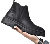 S52-H Winter Shoes Men's Black Chelsea Leather Boots