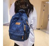 Tendencia, gran capacidad, mochila, moda, mezclilla, nuevo estilo, universidad, venta al por mayor, bolso de estudiante, tendencia transfronteriza