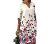 2024 New Butterfly Print Fashion Mid-sleeve New Dress