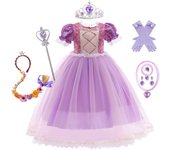 Girl Rapunzel Costume Birthday Party Tangled Magic Hair Princess Cosplay Dress Carnival Halloween Fantasy Role Playing Outfits