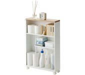 Bathroom Cart with Handle-Storage Shelf Organizer Rack Home Rolling Slim-Carrito de baño con asa, Estante Organizador de Almacenamiento, Acero aleado, Negro, Talla única