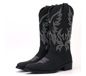Botas de cuero de tubo medio con cremallera Botas de caballero retro bordadas Botas de cuero británicas Botas de herramientas