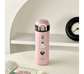 Botella termo negra y rosa, taza de café, vaso de acero inoxidable con nudo de lazo, termo aislado de viaje coreano, botella de agua térmica de 500ml
