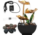 Tabletop Fountain Circulating LED Ring Lights r Water Ornaments Meditation Fortune Craft for Home Office