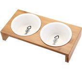 Cat Dog Feeders Bowl Pet Food Water Bowl 1/2 Bowls Ceramic Tableware Bamboo Frame Antiskid Pet Supplies Dog Cat Feeding Bowl
