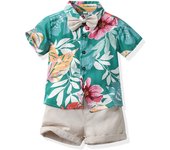 New baby boys Short sleeved Shirt Set Summer Strap Pants Gentleman Handsome Children's Clothing Baby One Year Dress
