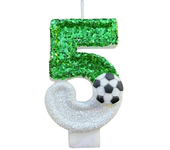 Football Children's Birthday Candles Number 0-9 Green Sparkles Birthday Creative Soccer Candle for Boy Party Cake Top Decoration