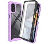 For Motorola Moto G22 All-around Protection Anti-scratch 3-in-1 Case PC + TPU Hybrid Cell Phone Shell with PET Screen Protector