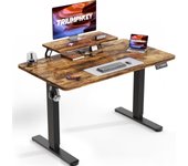 120x60cm de pie Ajustable en Altura con estantes para Monitor Escritorio de pie eléctrico Ajustable en Altura Estante de Almacenamiento Home Office Tablero de Empalme Blanco