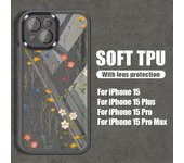 For iPhone 15 14 Pro Max 13 Pro Flower Pattern Phone Case Shockproof Bumper Silicone Soft Back Cover For iPhone 15 Pro Max 14 13