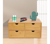 Desk Organiser, Bamboo Desk Box, Sustainable Office Organiser with 2/3/4 Drawers, Mini Bamboo Desk Butler for Office, Home
