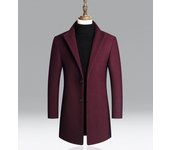 Chaqueta cortavientos de longitud media de lana para hombre de otoño e invierno chaqueta gruesa de color liso para hombre