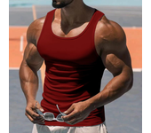 Men's Solid Color Gym Exercise Training Basketball Sports Leisure Fashion Sleeveless Tight Muscle Tank Top