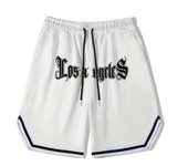 Pantalones cortos de baloncesto estampados de Los Ángeles para hombres, pantalones cortos casuales ligeramente elásticos con