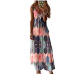 Vestido largo verano para mujer, vestidos informales sin mangas con estampado de moda