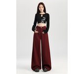 Melad Angola Red Wide Jeans for Women's Spring/Summer 2025 New High Waist Loose Look Slimming Straight Leg Floor Pants