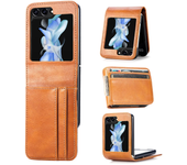 Funda de teléfono de cuero Pu con tarjetero para Samsung Galaxy Z Flip 5 4 3 Flip5 Flip4 Flip3 5G, carcasa protectora contra caí