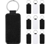 10Pcs Leather Keychain Blank Rectangle MDF Keychain Sublimation Heat Transfer Keychain Kit Jewelry Making