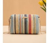 Summer 2025 Colorblock Straw Woven Crossbody Bag, Casual Trendy Shoulder Bag, Chain Bag for Women, Fashion All-match Square Bag for Beach Vacation, Purses Crossbody Bags, Unique Bags