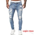 Tattered pipe pants embroidered with men's jeans