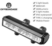 OFFBONDAGE Bicycle Front 2600Lumen Bike Light 8000mAh Waterproof Flashlight USB Charging MTB Road Cycg Lamp Accessories