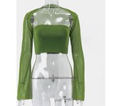 Women's Fashion Pipe Top Set with Single Collar Horn Mesh Cover