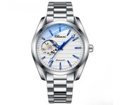 Reloj mecánico hueco automático para hombres de negocios reloj mecánico de moda con cinturón de acero