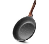 RIOVARM 24cm Nonstick Frying Pan, Induction PFOA-Free Egg Pans, Granite Omelette Pan with Bakelite Handle Woodgrain, Marble Cookware Gift, Gas Suitable
