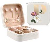 Initial Printing Jewelry Case Jewelry Storage Box Travel Accessories for Women Can Hold Rings Earrings Necklaces Gifts for Girls