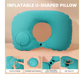 Almohada de viaje inflable en forma de U, cojín de soporte de aire portátil para el cuello, cómoda prensa para dormir para inflar, almohada para el cuello