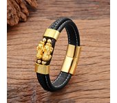 YANMIN Feng Shui Leather Men's Bracelet Gold Plated Pixiu Luxury Men Designer Jewelry Accessories Novelties 2023 Trend to Sell