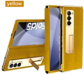 Plating Leather For Samsung Galaxy Z Fold 5 Case Bracket Soft Book Protection Film Screen Cover