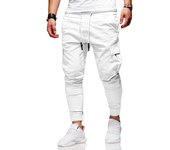 Pantalones Deportivos Cargo Hombre Pantalones para Correr Pantalón para Ejercicio Casual Cintura Elástica con Cordón Multibolsillo para Fitness