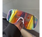 Bicycle riding glasses white frame transparent large frame outdoor sunglasses windproof sand ultraviolet sunglasses