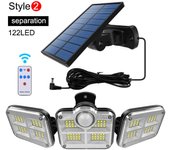 Super brillo Solar luces 122led impermeable interior al aire libre de la lámpara Solar con la cabeza ajustable