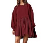 Oversized Sweatshirt Dress Women Long Sleeve Crew Neck Patchwork Pullover Tops Sweatshirt Jump Mini Dress