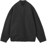 Woman's Oversized Bomber Jacket Autumn New Round Neck Long Sleeve Pocket Hidden Button Loose Jackets Coat Female Outerwear