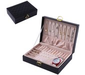 Leather Double Layer Jewelry Box Flip Type Lockable Jewelry Packaging Box High-capacity Portable Cosmetics Box Ladies Princess