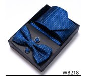 Solid Color Holiday Gift Tie Handkerchief Pocket Squares Cufflink Set Necktie Box Dark Blue Man Fit Formal Party Easter Day