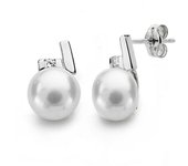 Inmaculada Romero Pendientes Oro Blanco 18k Perla 8mm Circonita Mujer