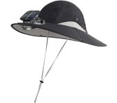 Sombrero de ala ancha con ventilador solar, ideal para pesca al aire libre y playa, ideal para sombra en verano.